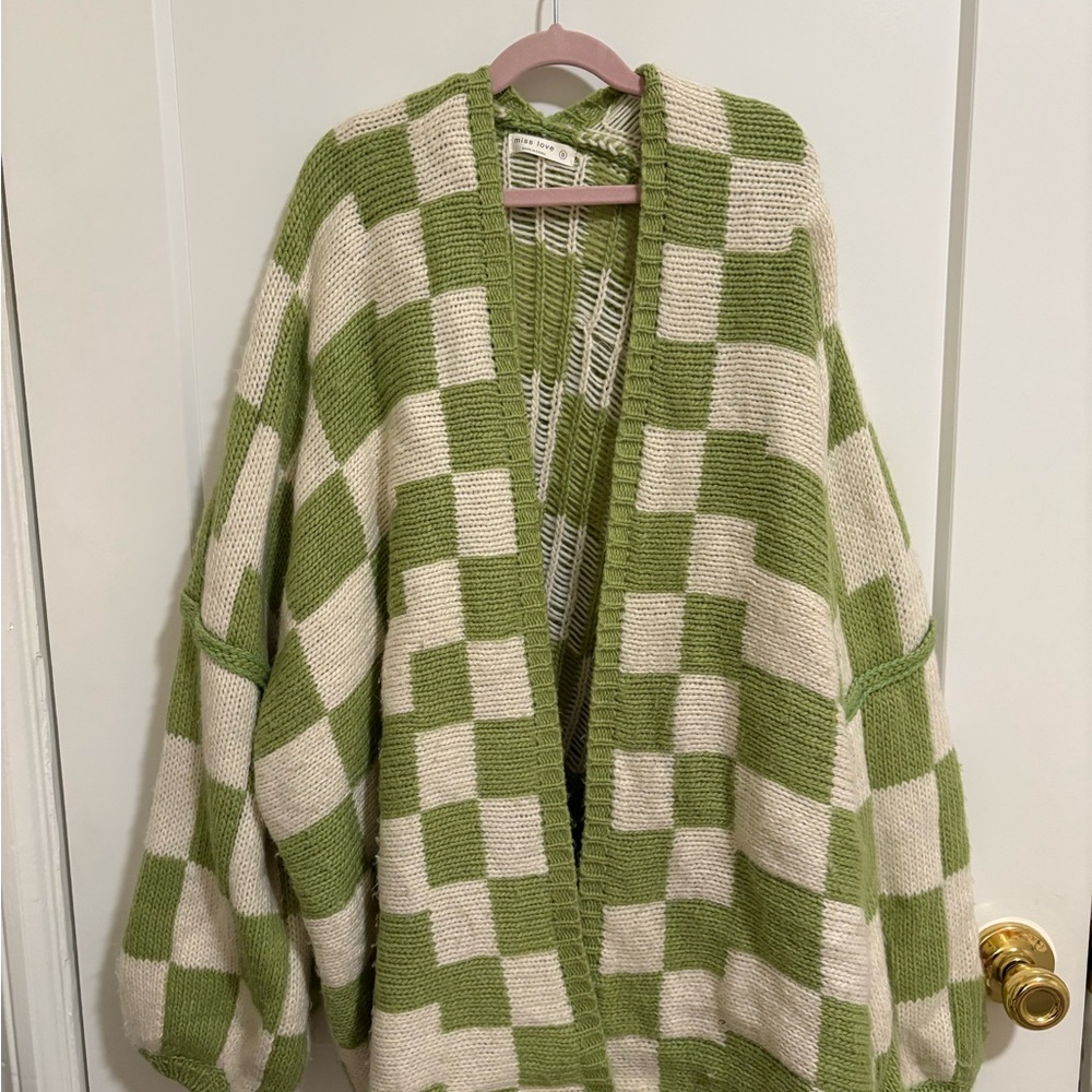 Checkered cardigan